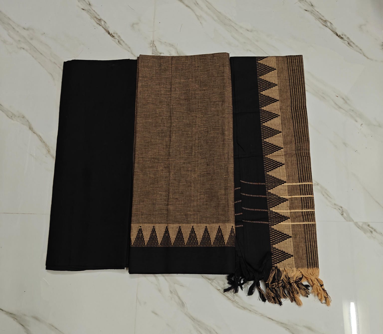 mangalagiri temple border salwar suit - Tusser & gold