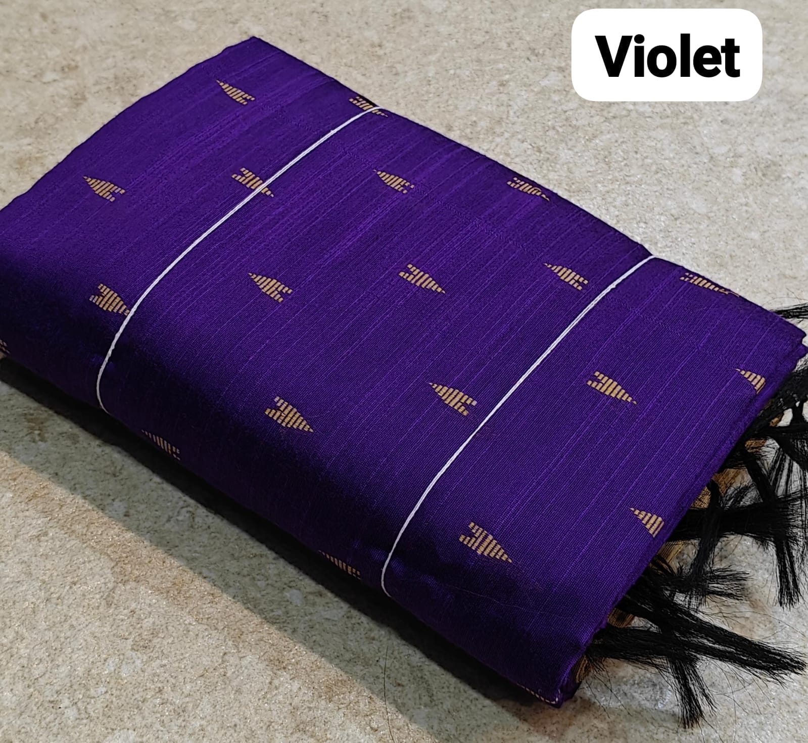 Raw Silk Salwar Materials - VIOLET SET ARROW