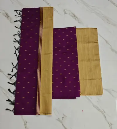 Raw silk chudi material - wine set (H)