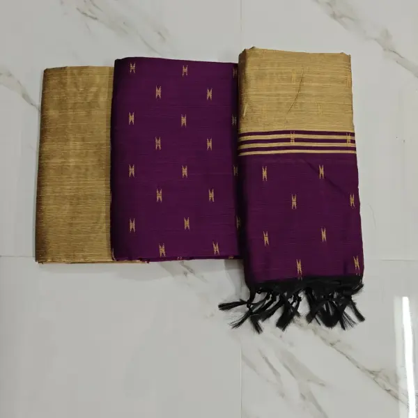 Raw silk chudi material - wine set (H)