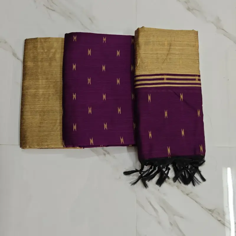 Raw silk chudi material - wine set (H)