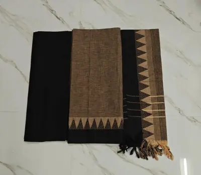 mangalagiri temple border salwar suit - Tusser & gold