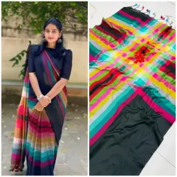 Multicolour Mulmul cotton saree