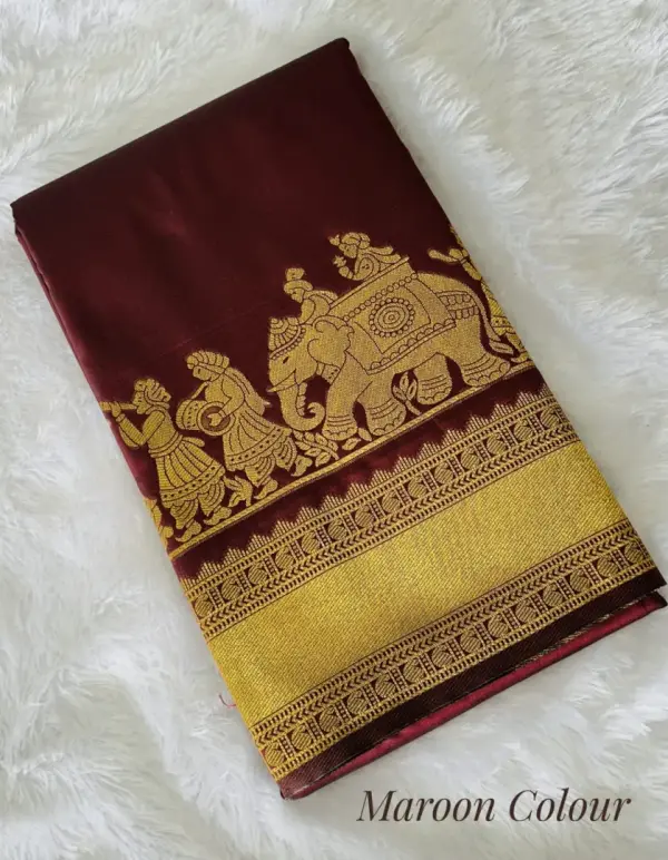 KANCHIPURAM  ONE SIDE PALLAKU DESIGN  SOFT SILK SAREE - Mobile View 8