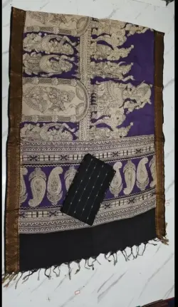 Chennuri silk nizam border kalamkari duppata LAVENDER