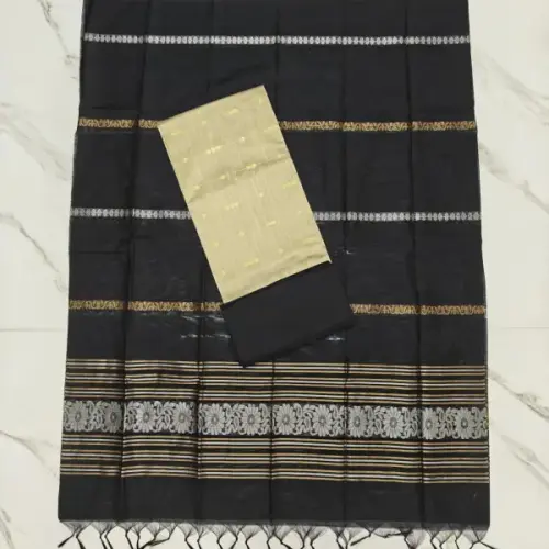 JAQUARD DUPPATA SET BLACK