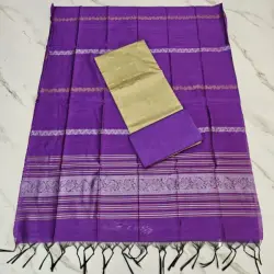 JAQUARD DUPPATA SET & raw silk set -LAVENDER DUPATA SET