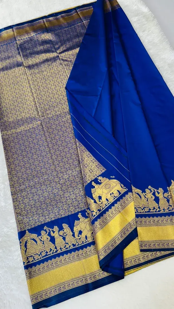 KANCHIPURAM  ONE SIDE PALLAKU DESIGN  SOFT SILK SAREE - View 2