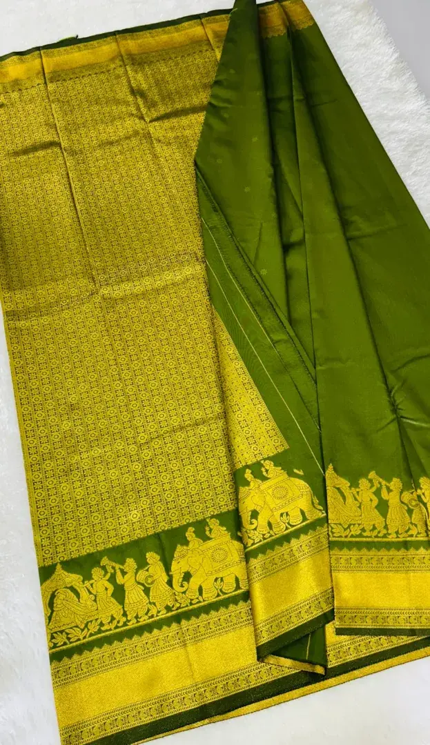 KANCHIPURAM  ONE SIDE PALLAKU DESIGN  SOFT SILK SAREE - View 3