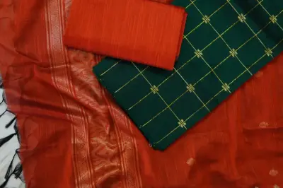 JHAMDHANI BUTTA duppata & raw silk top and pant set