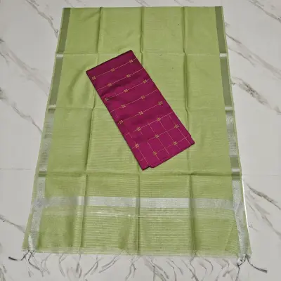 Raw silk Top & Light green duppata